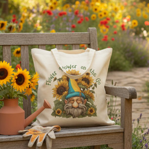 Bolso De Tela Poder Floral en Movimiento Gnomo Girasol Adorable