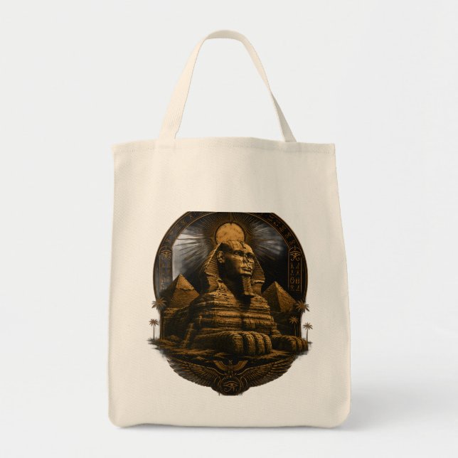 Bolso De Tela Poder Silencioso | Gran Diseño Esfinge de Egipto (Frente)