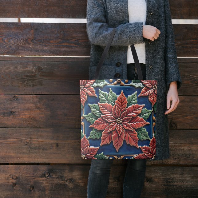Bolso De Tela Poinsettia en azul (Subido por el creador)