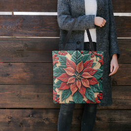 Bolso De Tela Poinsettia en rojo
