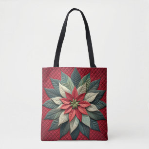 Bolso De Tela Poinsettia Rojo con Estampado Acolchado
