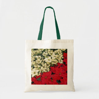 Bolso De Tela Poinsettias blancas y rojas con flores