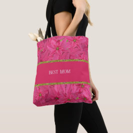 Bolso De Tela Poinsettias de color fucsia, personalizado de patr