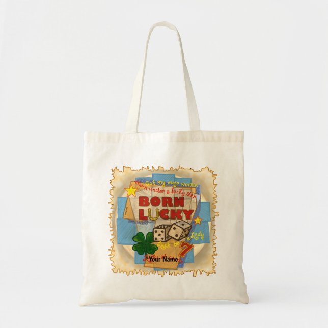 Bolso De Tela Póker Nacido Afortunado (Frente)