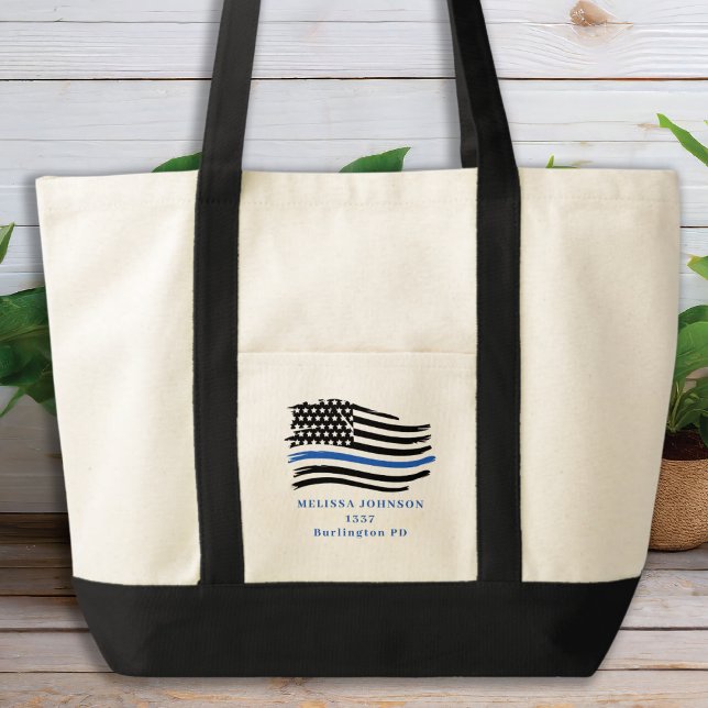 Bolso De Tela Policía de Línea Azul delgada personalizada (Subido por el creador)