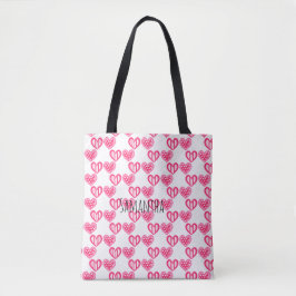 Bolso De Tela Polka Dot And Stripes Hearts