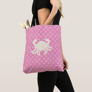 Bolso De Tela Polka rosa y blanco: perro cangrejo de perro viaja