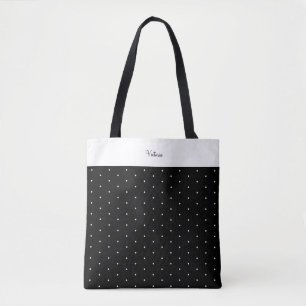 Bolso De Tela Polka, Tote de hombro Personalizado, pesa negro po