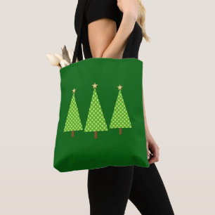 Bolso De Tela Polka verde limón Punto de Tote navideño moderno