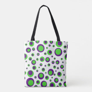 Bolso De Tela Polkadots [púrpura y verde]