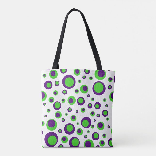 Bolso De Tela Polkadots [púrpura y verde] (Reverso)