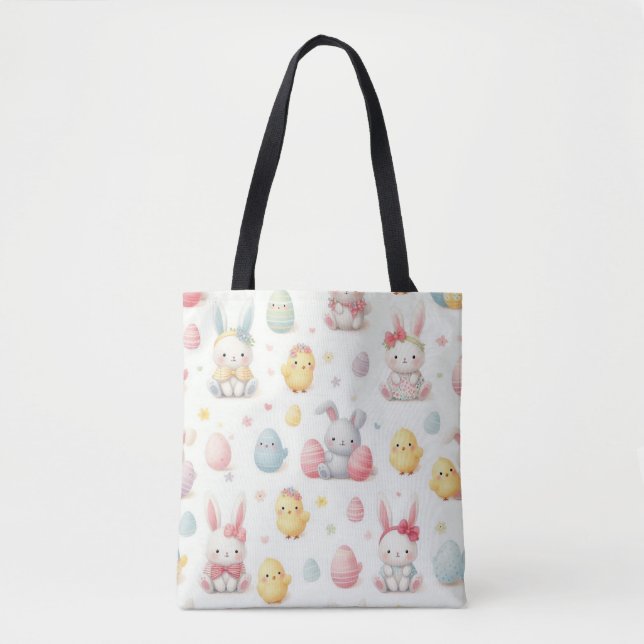 Bolso De Tela Pollitas y conejitos (Anverso)
