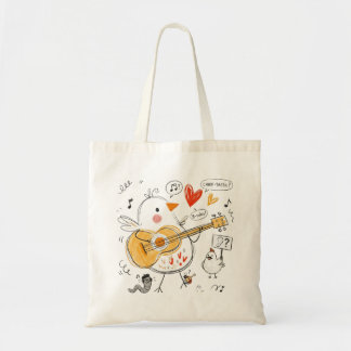 Bolso De Tela Pollito Musical Adorable Tocando Guitarra Acústica