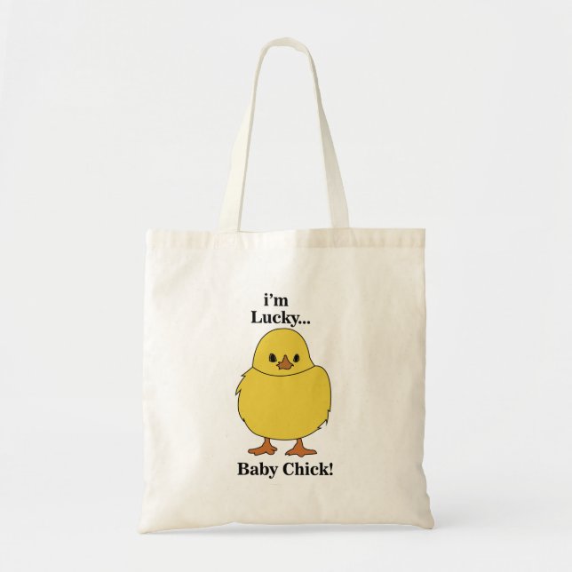 Bolso De Tela Pollitos Soy Afortunado Pollito Bebe (Frente)