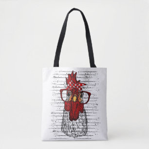 Bolso De Tela Pollo con cinta de venda y gafas lindo