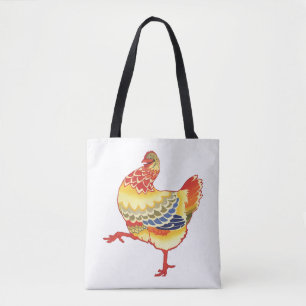 Bolso De Tela Pollo de granja vintage colorido