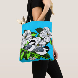 Bolso De Tela Pollo entre flores de madera de madera
