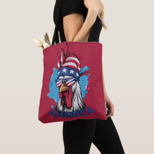 Bolso De Tela Pollo patriótico en Bandana y sombras de EE.UU.
