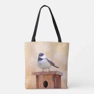 Bolso De Tela Pollo sobre pintura de pájaros original