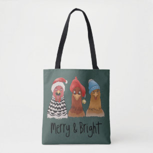 Bolso De Tela Pollos Alegres y Brillantes Navidad Animal de Gran