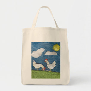 Bolso De Tela Pollos en el jardín - foto de diorama