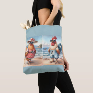 Bolso De Tela Pollos en traje de baño en la costa