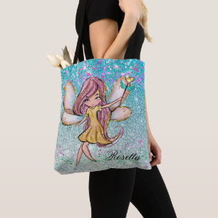 Bolso De Tela Polvo de Hadas Brillo Purpura Azul Dorado Femenino