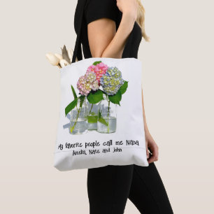 Bolso De Tela Polvorientos hortensias florales verdes de color a
