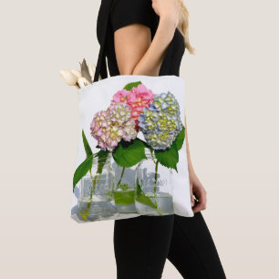 Bolso De Tela Polvorientos hortensias florales verdes de color a