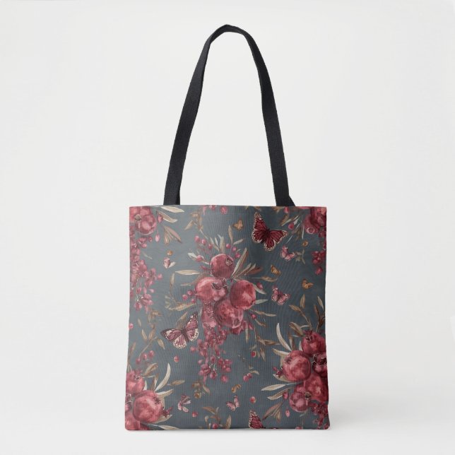 Bolso De Tela Pomegranate & Olive Botanical Tote Bag (Anverso)