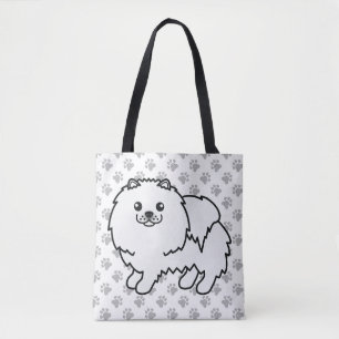Bolso De Tela Pomerania Blanca Perro De Dibujos Animados Lindo &
