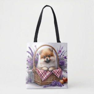 Bolso De Tela Pomerania Cachorro de cachorro acuático de flores