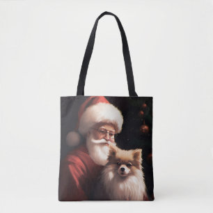 Bolso De Tela Pomerania Con Claus De Santa Festivo Navidad