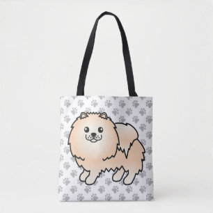 Bolso De Tela Pomerania crema perro de dibujos animados lindo y