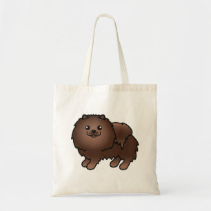 Bolso De Tela Pomerania marrón perro de dibujos animados lindo