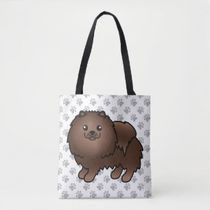 Bolso De Tela Pomerania marrón Perro de dibujos animados lindo &