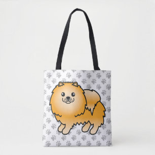 Bolso De Tela Pomerania Naranja Perro de Dibujos Animados Lindo