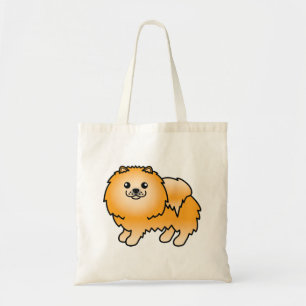 Bolso De Tela Pomerania naranja perro de dibujos animados lindo