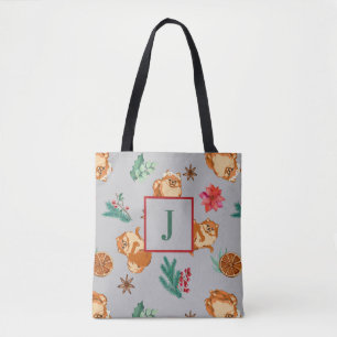 Bolso De Tela Pomerania Navideña Personalizada