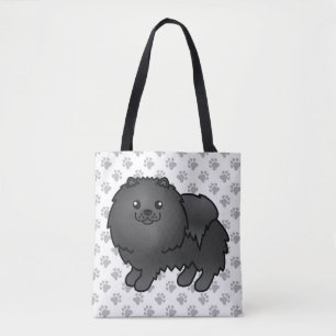 Bolso De Tela Pomerania Negra Perro De Dibujos Animados Lindo & 