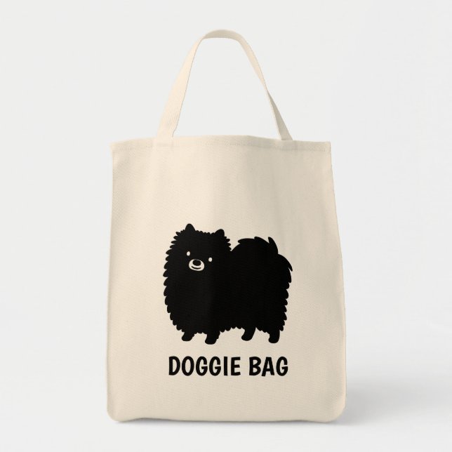 Bolso De Tela Pomerania negra | Personalizado de perros de dibuj (Frente)