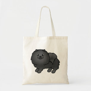 Bolso De Tela Pomerania negro Perro de dibujos animados lindo
