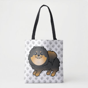 Bolso De Tela Pomerania negro y marrón Perro de dibujos animados