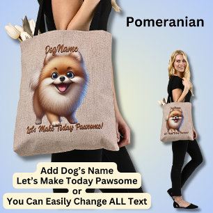 Bolso De Tela Pomeranian - Añadir nombre de perro, cambiar texto