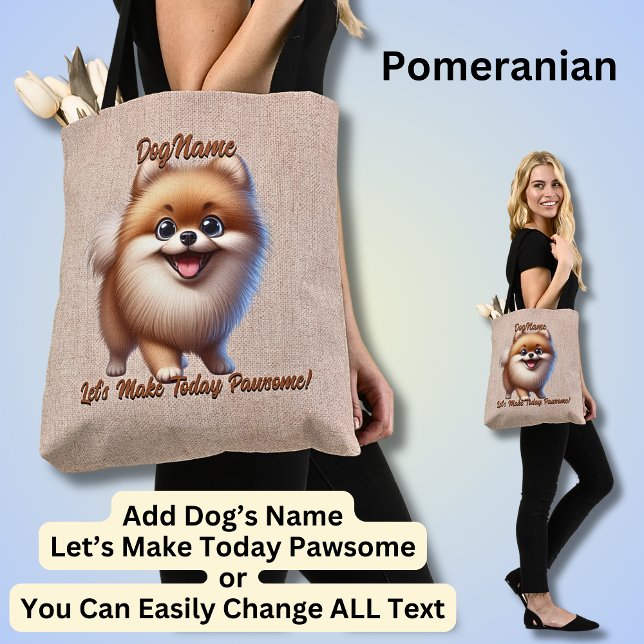 Bolso De Tela Pomeranian - Añadir nombre de perro, cambiar texto (Subido por el creador)