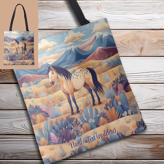 Bolso De Tela Pony Cactus Animal Chica (Buckskin Horse Girl Pony Cactus Animal Personalized Custom Tote Bag)