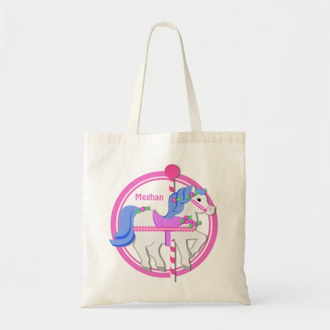 Bolso De Tela Pony Pony Rosa y Azul (Frente)