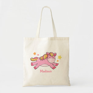 Bolso De Tela Pony Prancing Rosa