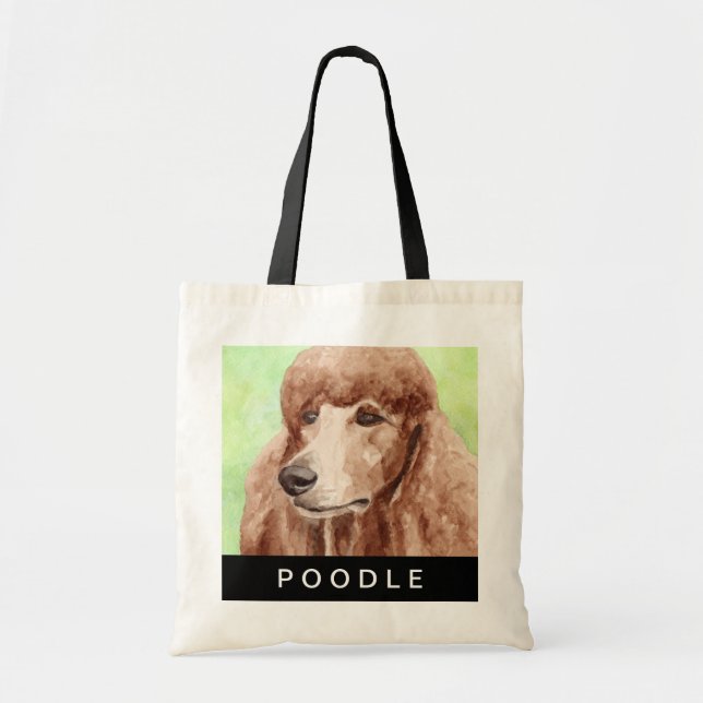 Bolso De Tela Poodle acuarela (Frente)