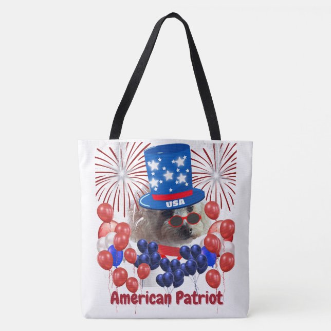 Bolso De Tela Poodle American Patriot Tote Bag (Anverso)